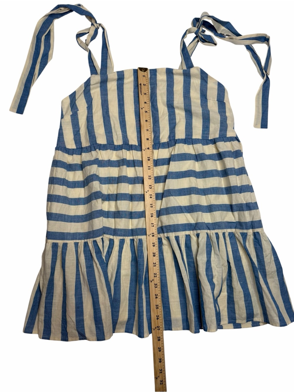 By Together Blue & White Striped Tie-Shoulder Mini Dress Size Large NWT - Picture 4 of 6